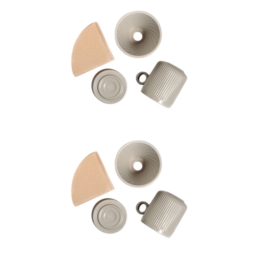 Coffee Culture 320ml Ceramic Coffee Pour Over Mug/Dripper w/ Filter Set Grey (2 Pack)