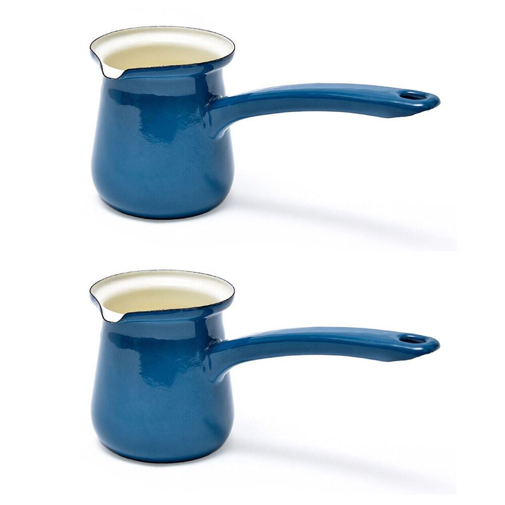 Coffee Culture Enamel 300ml Turkish Coffee Pot Maker Stovetop Brewing Teal (2 Pack)