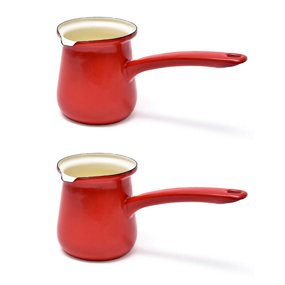 Coffee Culture Enamel 450ml Turkish Coffee Pot Maker Stovetop Brewing Red (2 Pack)