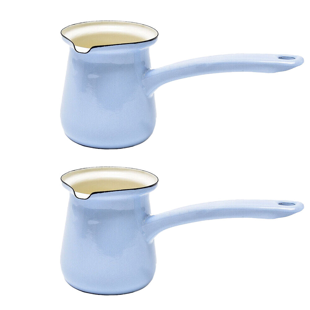 Coffee Culture Stove Top Carbon Steel Turkish Making Pot 750mL Enamel Sky (2 Pack)