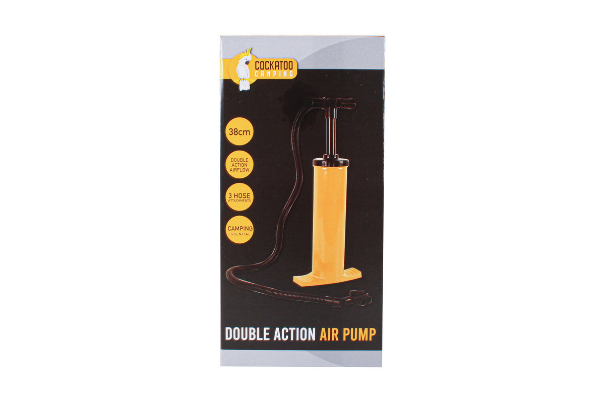 Cockatoo Camping 38cm Double Action Hand Air Pump For Mattress/Inflatable Yellow — image 2