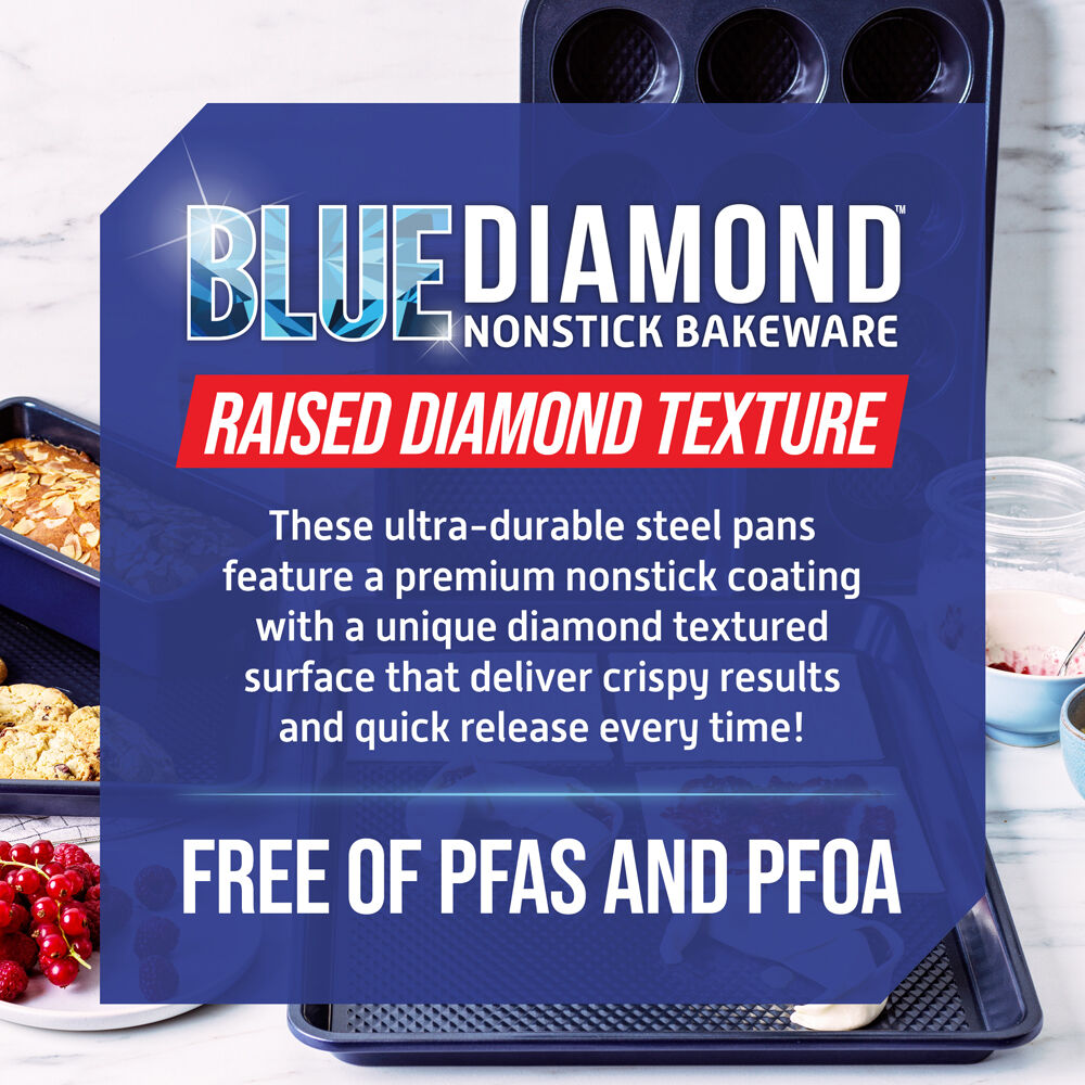 Blue Diamond Cookie Sheet Textured Nonstick Oven Safe Baking Tray Dark Blue — image 3