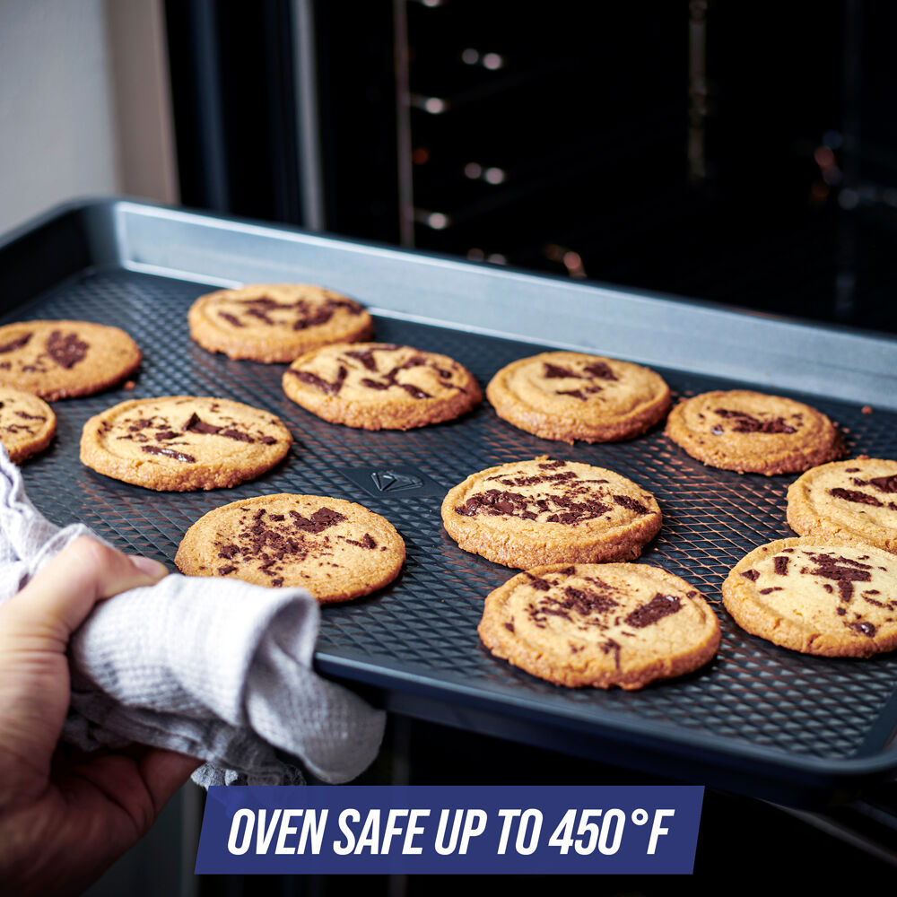 Blue Diamond Cookie Sheet Textured Nonstick Oven Safe Baking Tray Dark Blue — image 6