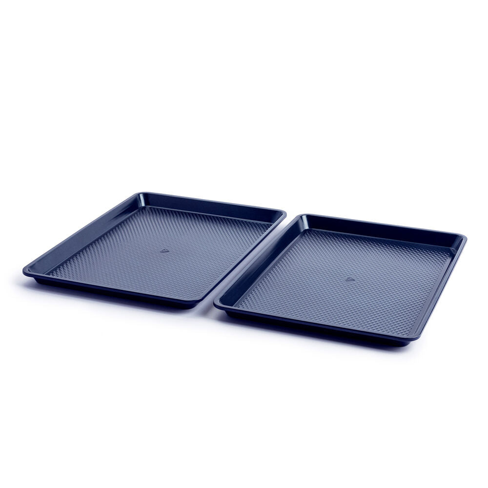 Blue Diamond Cookie Sheet Oven Safe Textured Bakeware Baking Tray Dark Blue (2 Pieces)