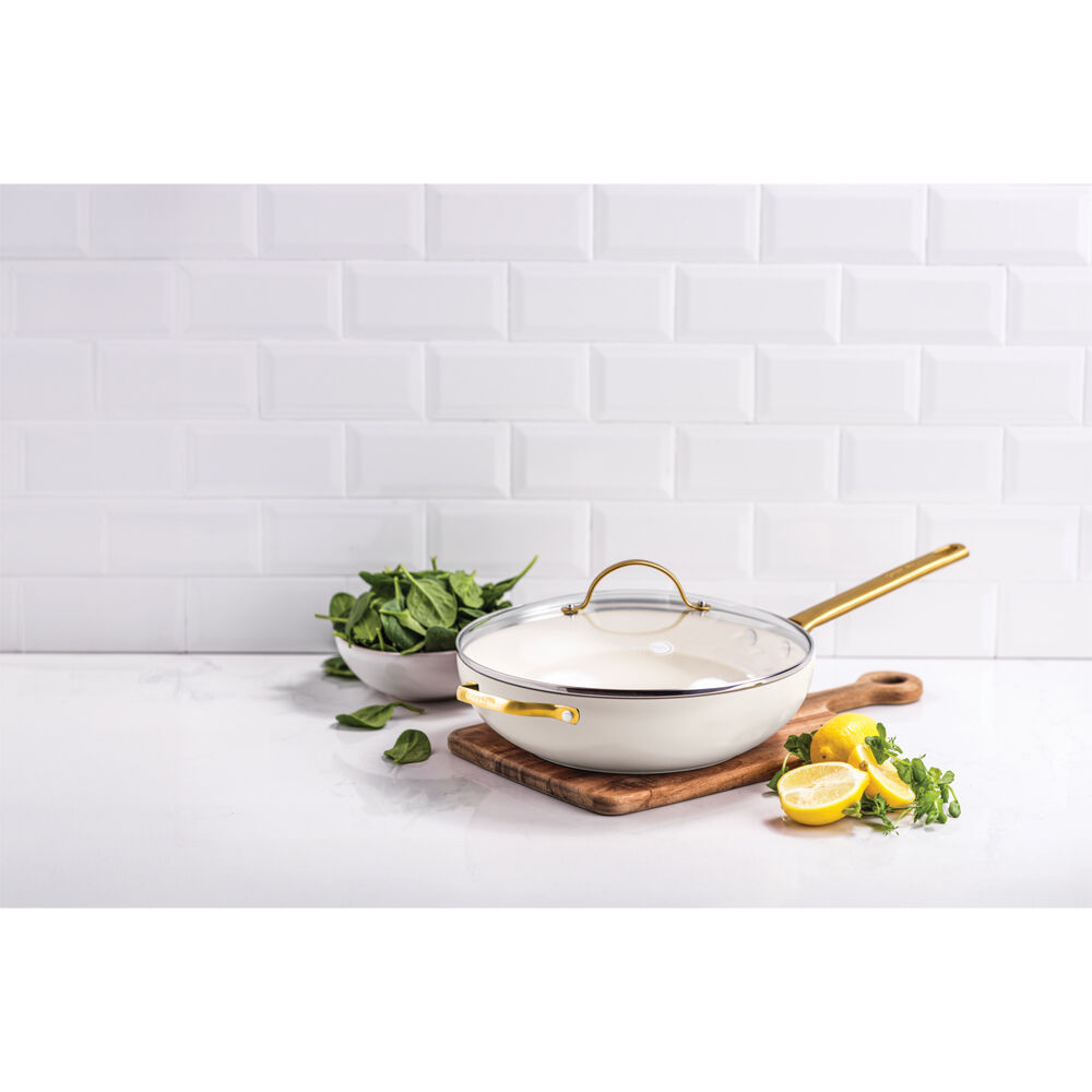 GreenPan Padova Cvd 32cm/5.43L Wok Ceramic w/ Helper Hand Aluminium Cream White — image 2