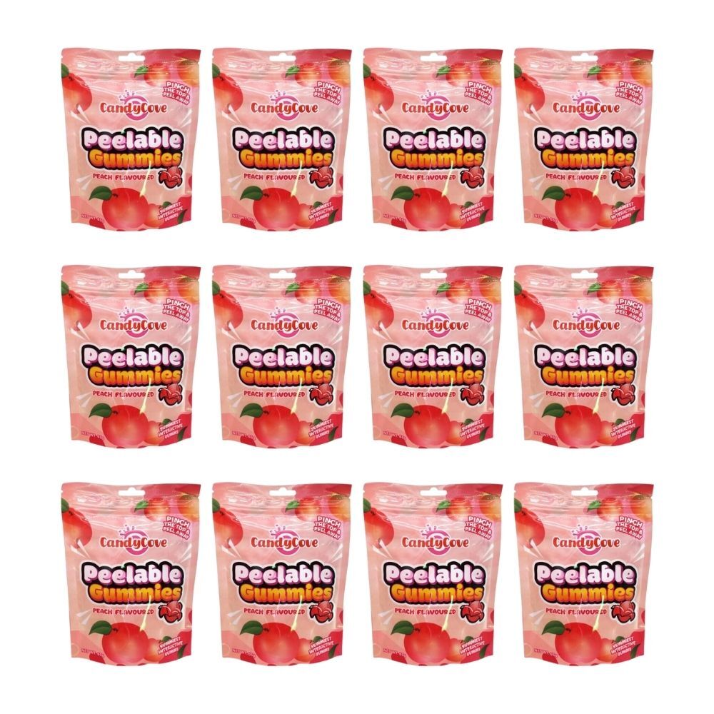 Candy Cove Peelable Gummy Peach Flavoured Lollies 65g Sweet Confectionery (12 Pack)