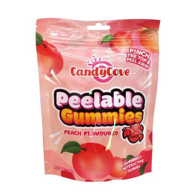 Candy Cove Peelable Gummy Peach Flavoured Lollies 65g Sweet Confectionery (12 Pack) — image 2