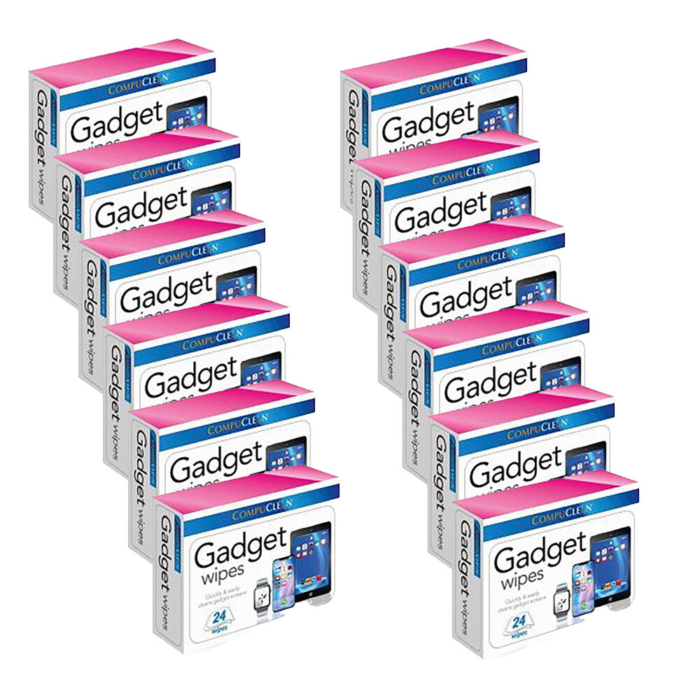 Compuclean 24pc CompuClean Gadget Electronic Device Screen Cleaning Wipes w/ Clip Strip (12 Pack)