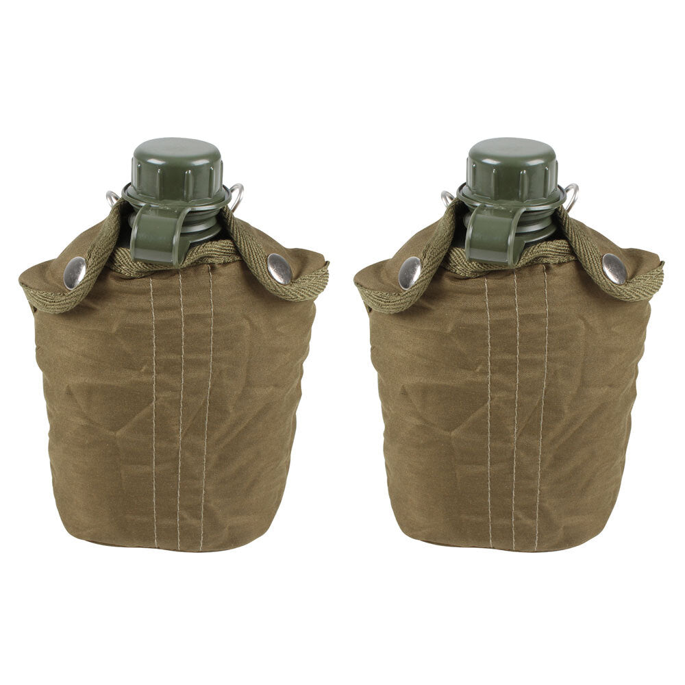 Cockatoo Camping 1qt Spill-Proof Canteen Water Container w/ Cover Army Green (2 Pack)