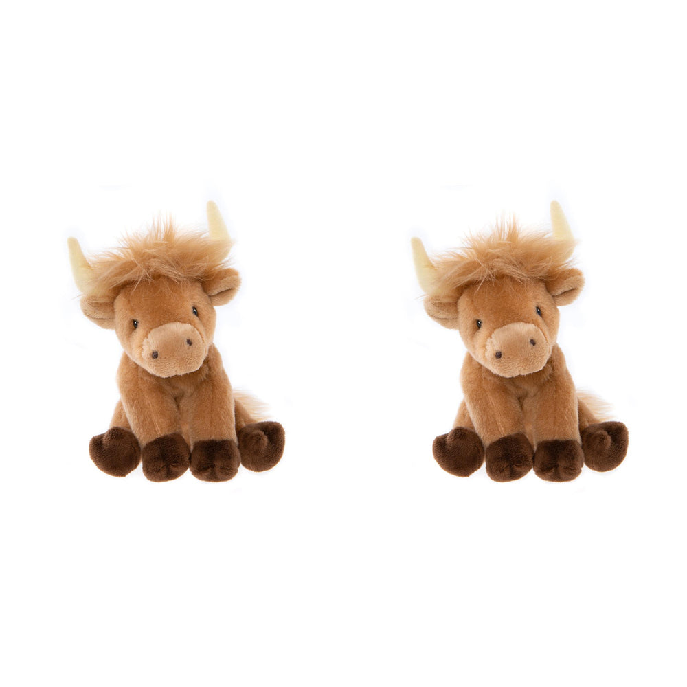 Charlie Bears Cuddle Cub Highland Cow Kids/Baby Soft Fun Play Toy 0m+ Brown (2 Pack)