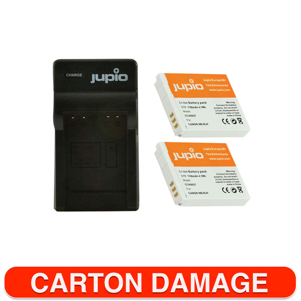 Jupio 1100mAh 2x Batteries & USB Single Charger Adapter Kit For NB-6LH Canon