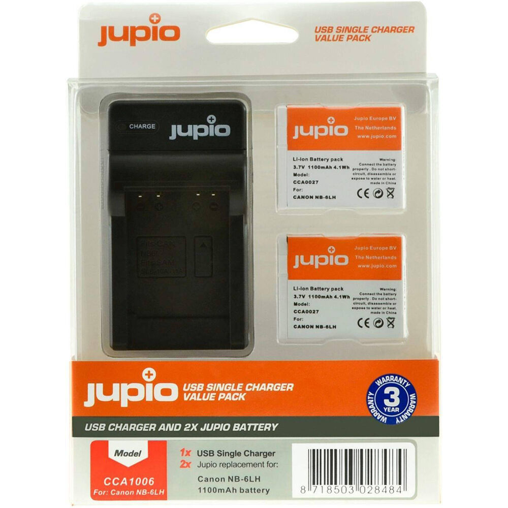 Jupio 1100mAh 2x Batteries & USB Single Charger Adapter Kit For NB-6LH Canon — image 6