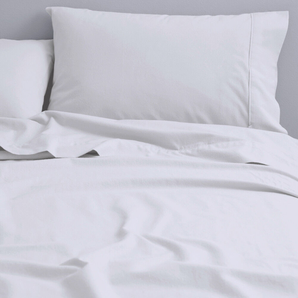 Canningvale Cozi Cotton Sheet w/ Pillowcase Set White