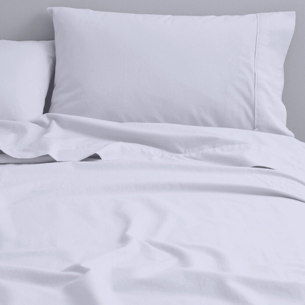 Canningvale King Bed Fitted Sheet Set Cozi Cotton Flannelette Bedding White