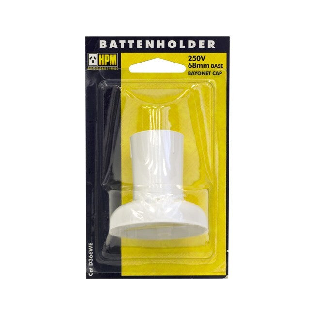 HPM Standard White Bayonet Cap 240 V Wall/Ceiling BC Batten lamp Holder Mount