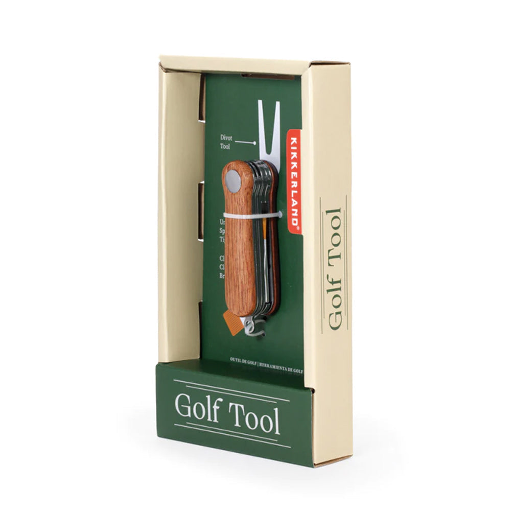 Kikkerland Golf Stylish Wooden Stainless Steel Multifunction/Multi Tool Set — image 4
