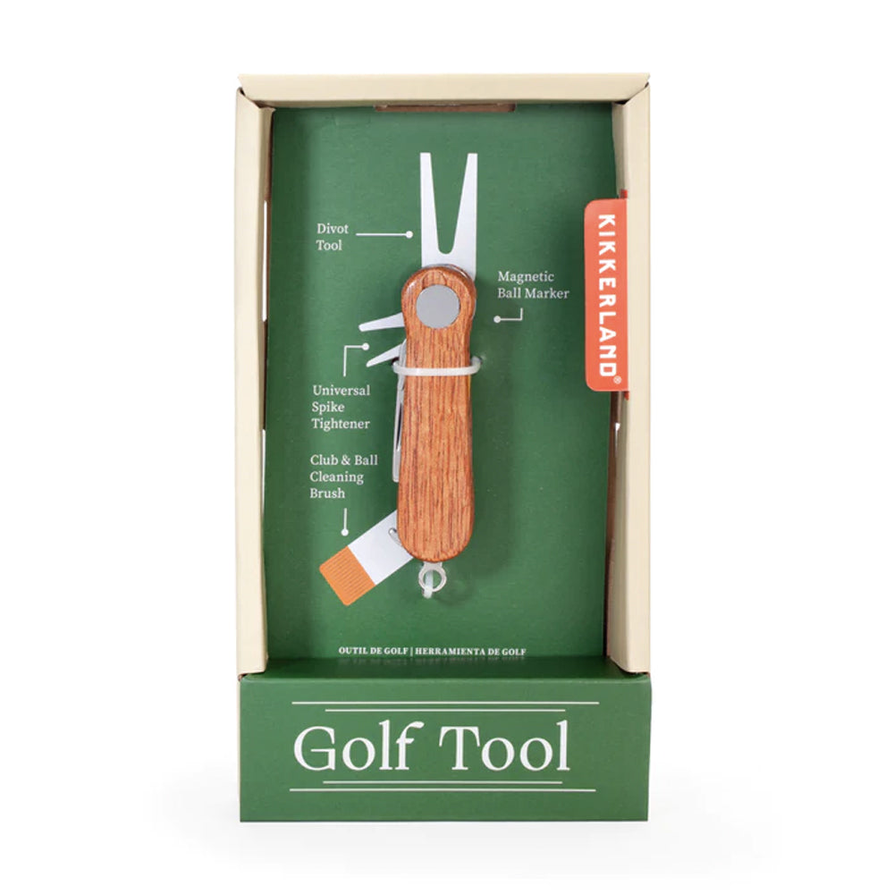 Kikkerland Golf Stylish Wooden Stainless Steel Multifunction/Multi Tool Set — image 3