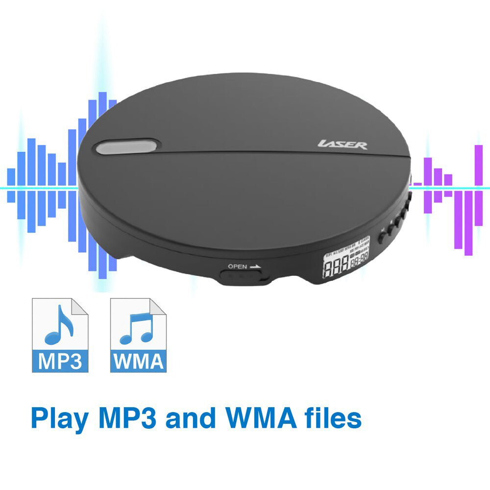 Laser Portable CD/MP3 Music Player w/ LCD Display & Headphones Handheld Black — image 4