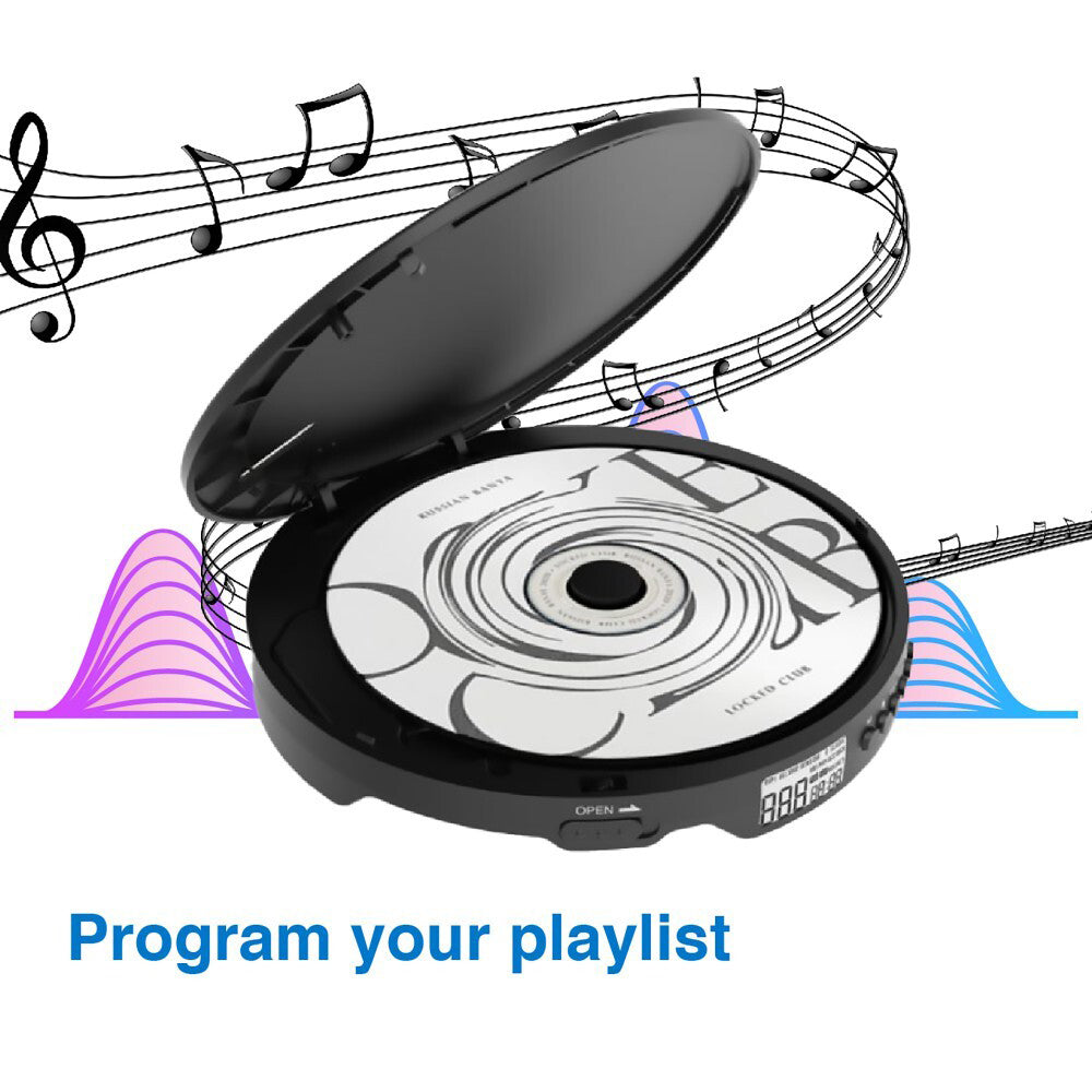 Laser Portable CD/MP3 Music Player w/ LCD Display & Headphones Handheld Black — image 5