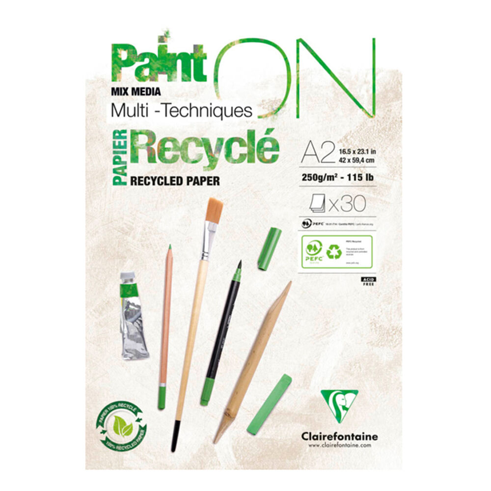 Clairefontaine Paint'On Mixed Media Heavy-Weight Art Pad Recycled — A2
