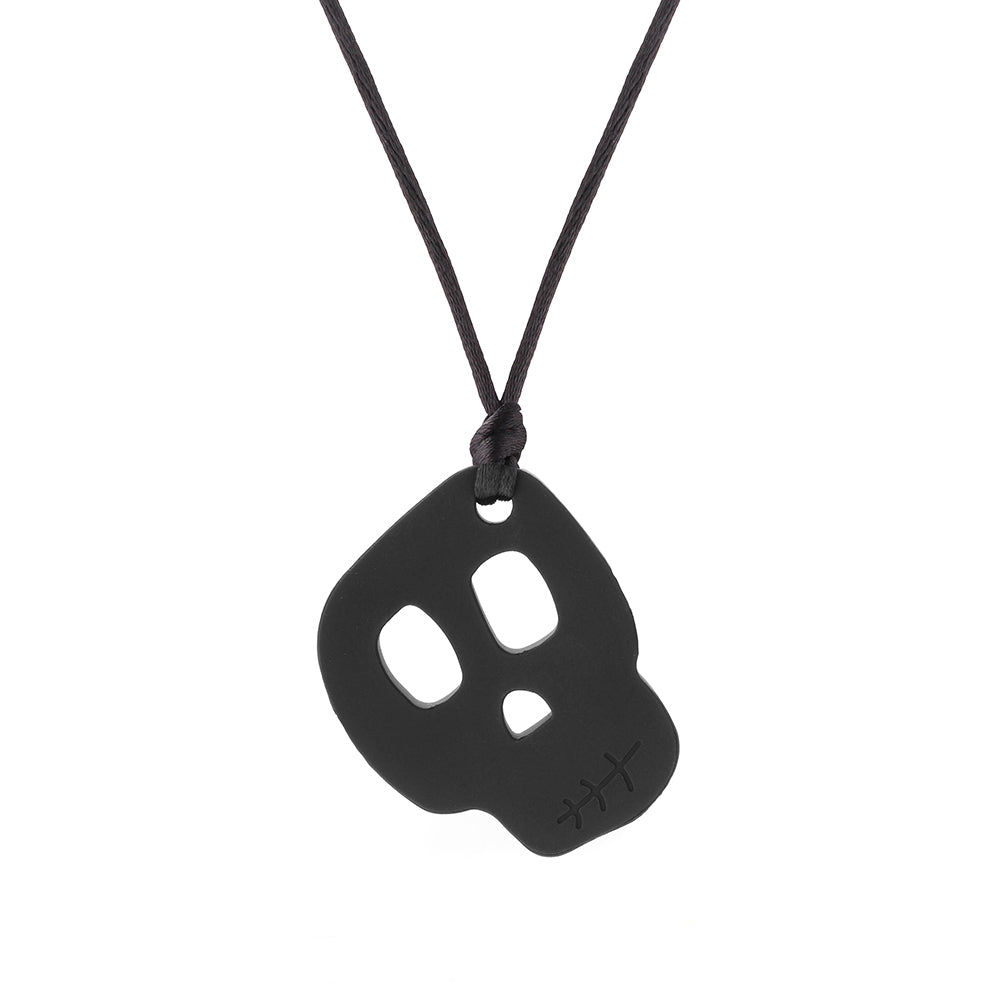 Chewigem Skull Sensory/Fidget Silicone Chewable Pendant - Black 3y+