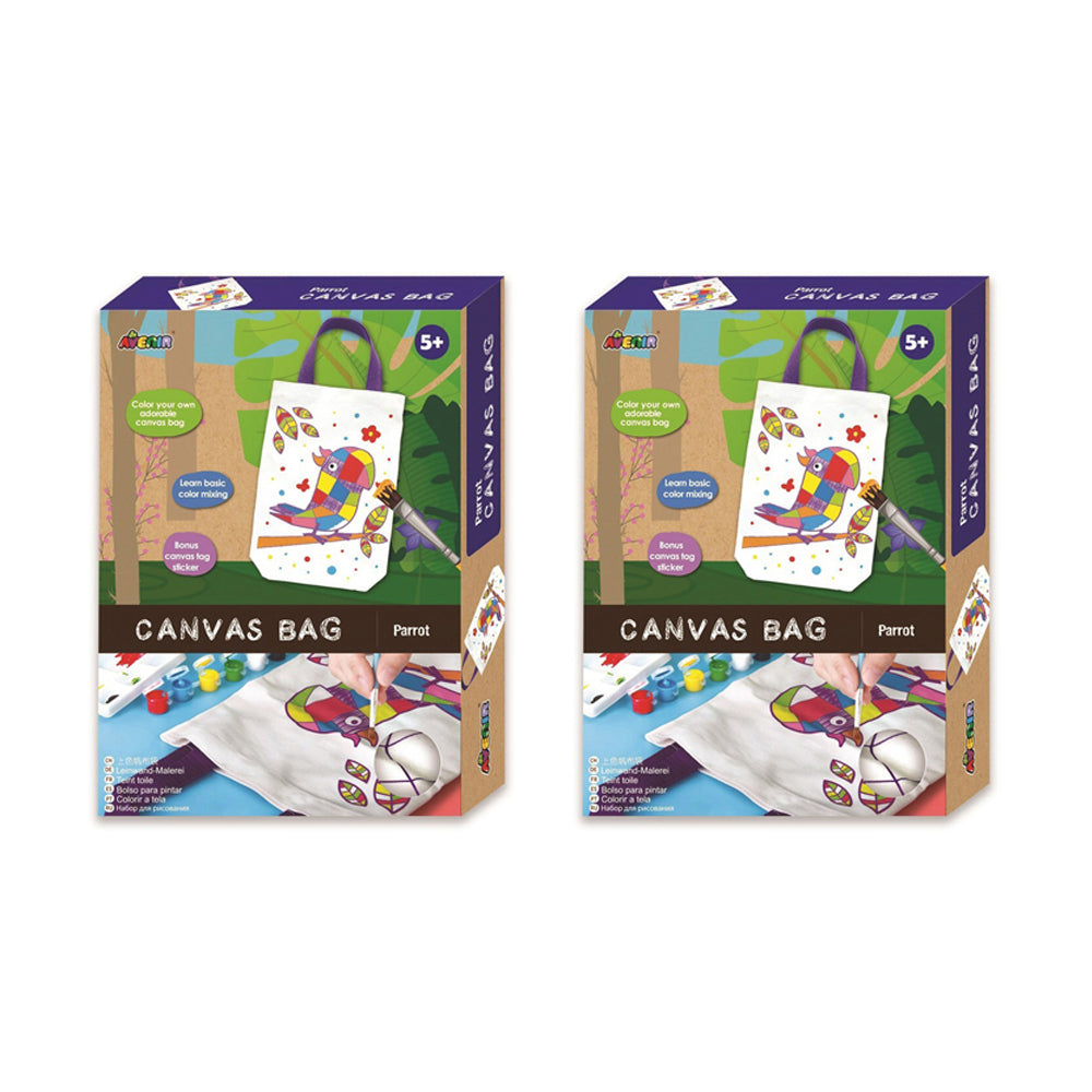 Avenir Canvas Bag Parrot Art/Craft Paint Brush Colouring Kids/Children 5y+ (2 Pack)