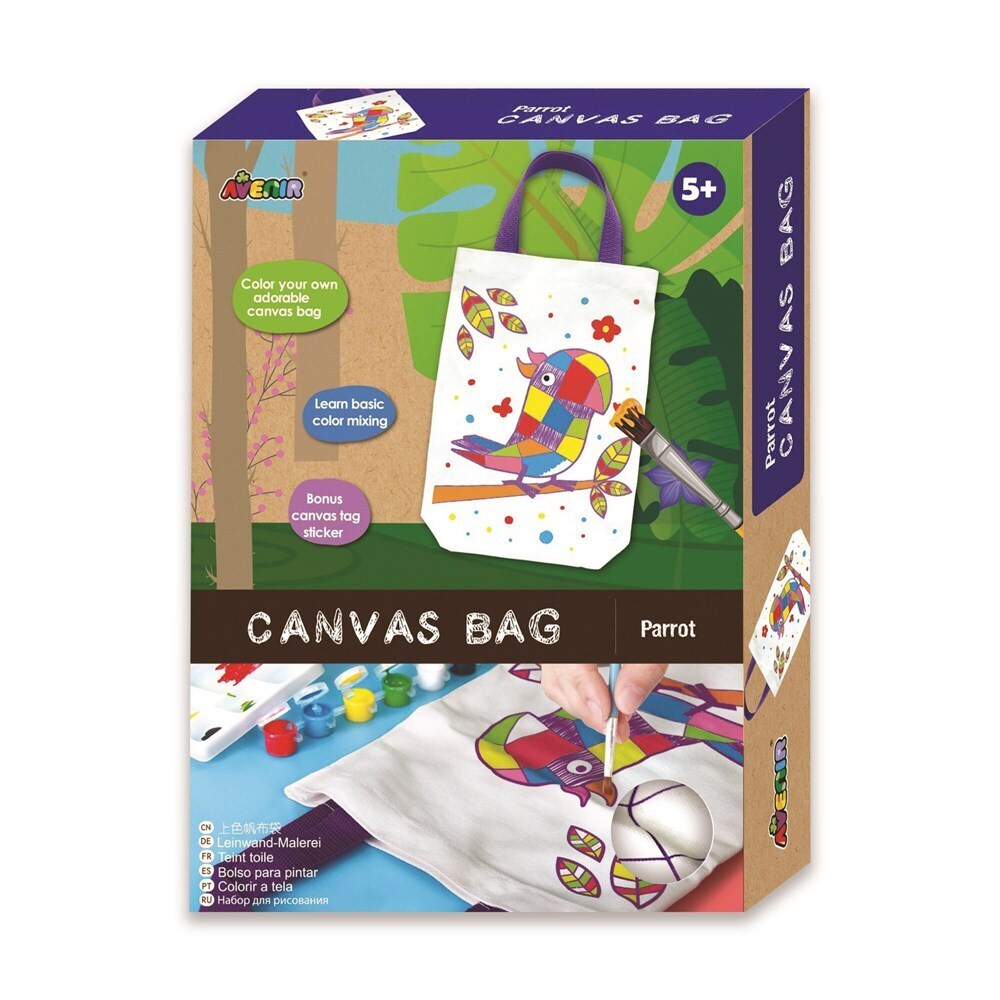 Avenir Canvas Bag Parrot Art/Craft Paint Brush Colouring Kids/Children 5y+ (2 Pack) — image 2
