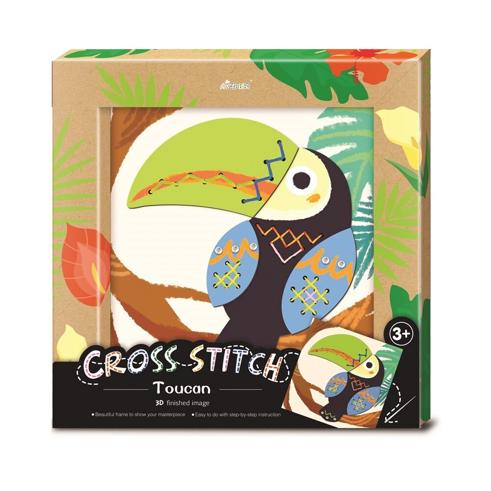 Avenir Cross Stitch Toucan Pre-Cut Kids/Children Fun Art/Craft Activity 5y+ (2 Pack) — image 2
