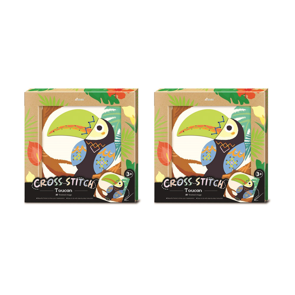 Avenir Cross Stitch Toucan Pre-Cut Kids/Children Fun Art/Craft Activity 5y+ (2 Pack)