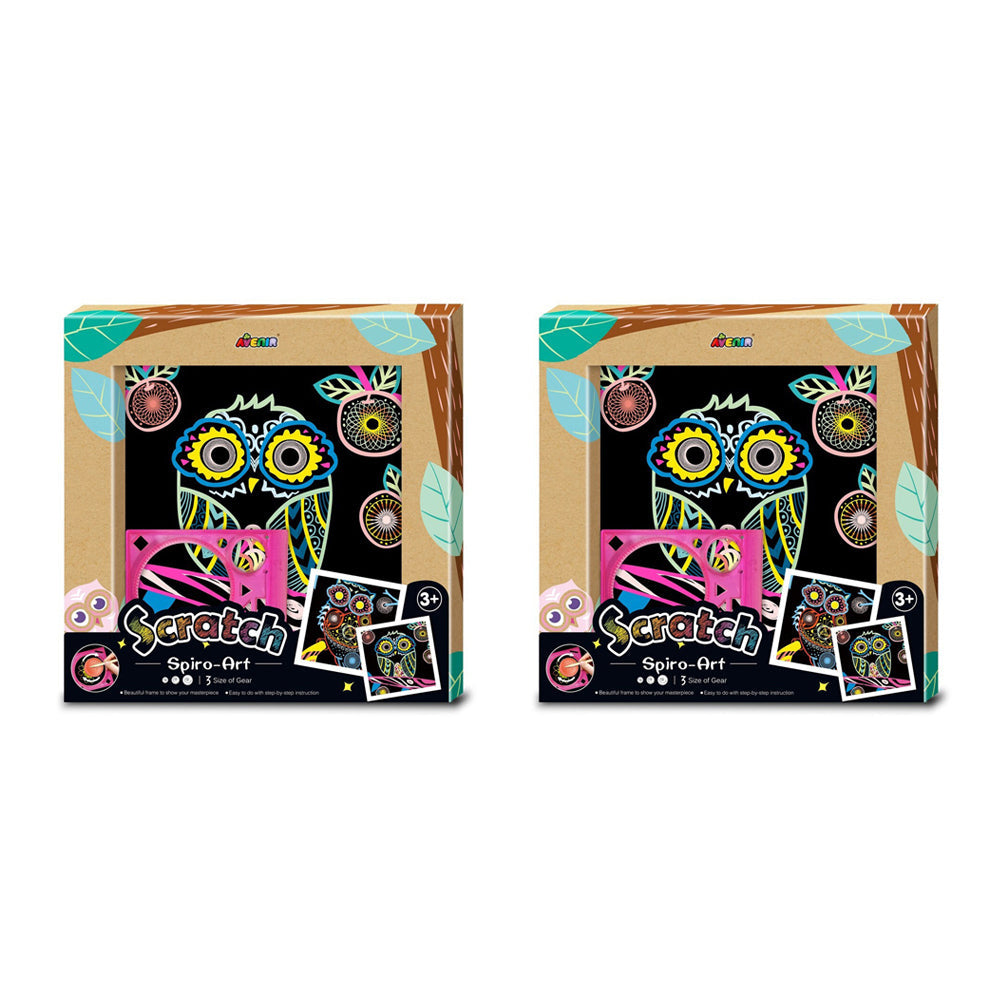 Avenir Scratch Spiro Art Owl Craft Kids Fun Toy 3y+ (2 Pack)