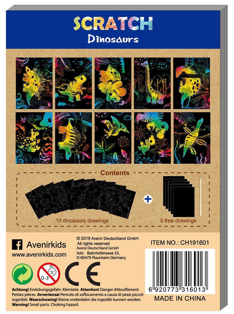 Avenir Mini Scratch Book Dinosaurs Kids/Children Art Draw Activity Fun Toy 3y+ — image 2