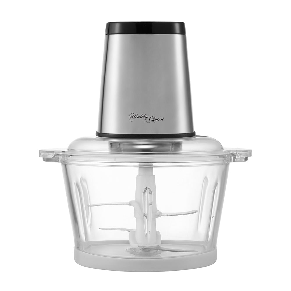 Healthy Choice Large Powerful Food Chopper Electric SS w/ 2L Glass Bowl 300W