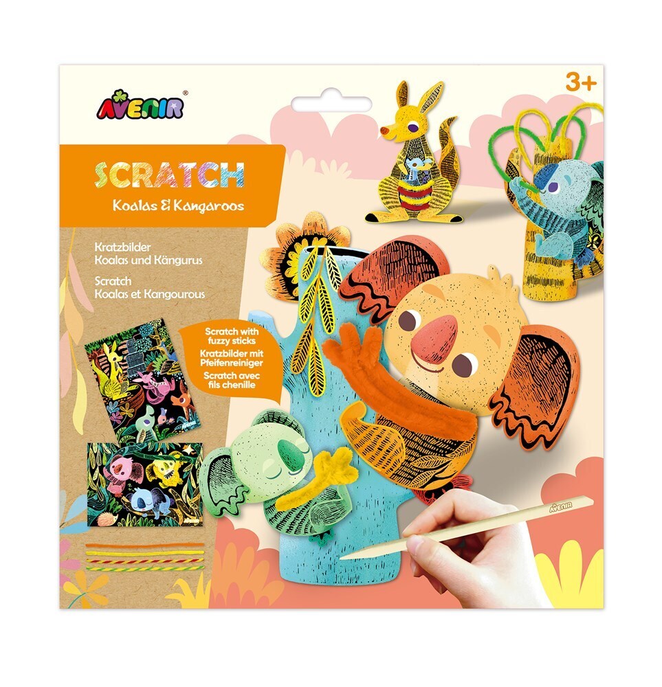 Avenir Scratch Koalas & Kangaroos Art/Craft Activity Kids/Children Toy 3y+ (3 Pack) — image 2