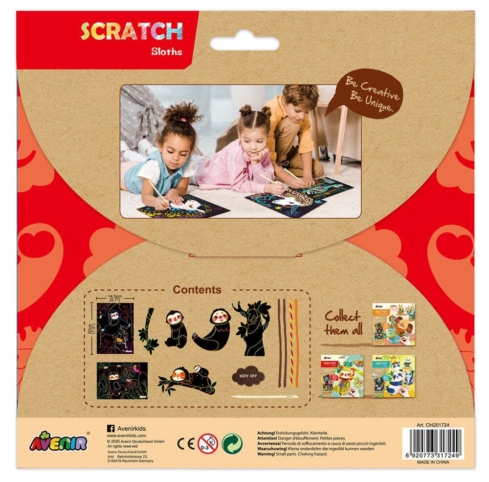 Avenir Scratch Sloths Animal Scratch Art Kids/Children Fun Craft Activity 3y+ (3 Pack) — image 3
