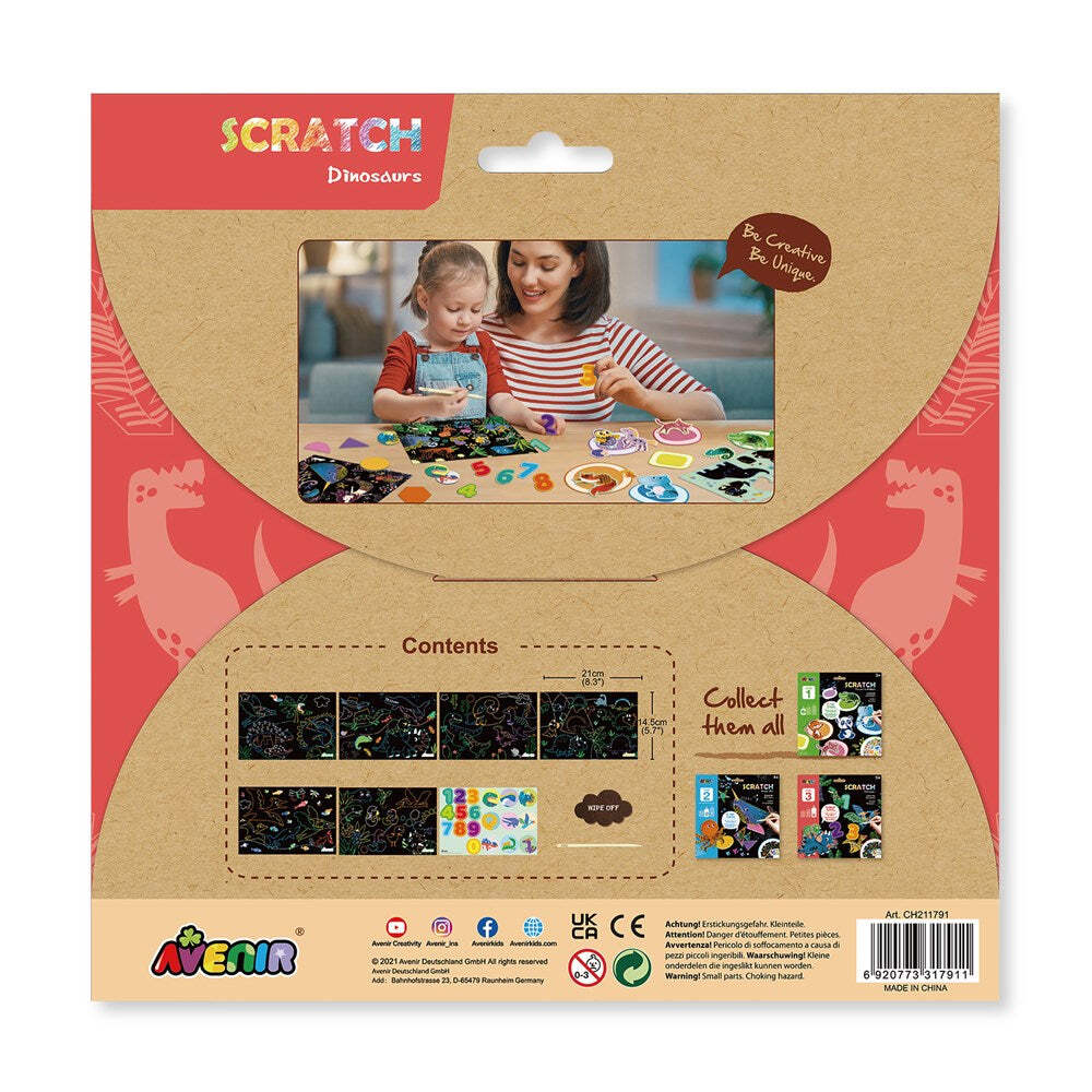Avenir Scratch Dinosaurs Art/Craft Activity Numbers Kids/Children Fun Toy 5y+ — image 2