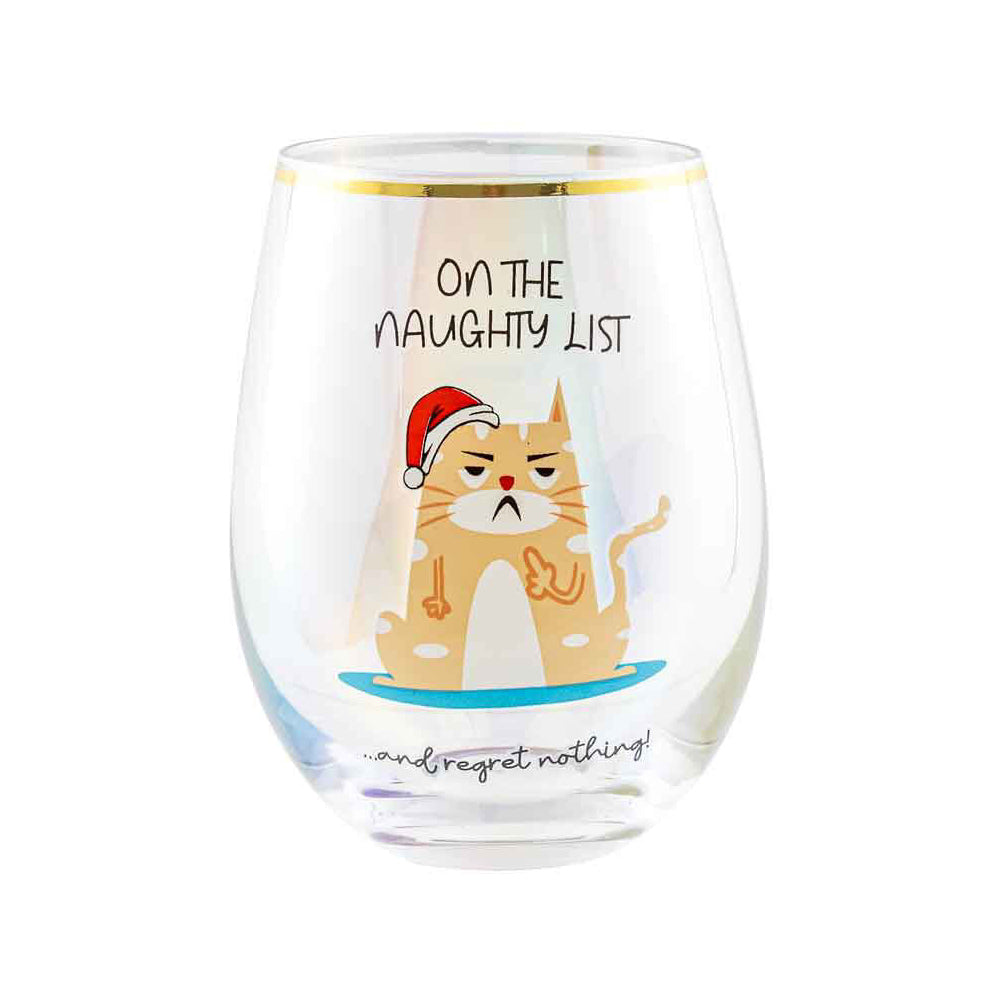 LMD Novelty Christmas On The Naughty List And 600ml Stemless Wine Glass Tumbler (2 Pack) — image 2