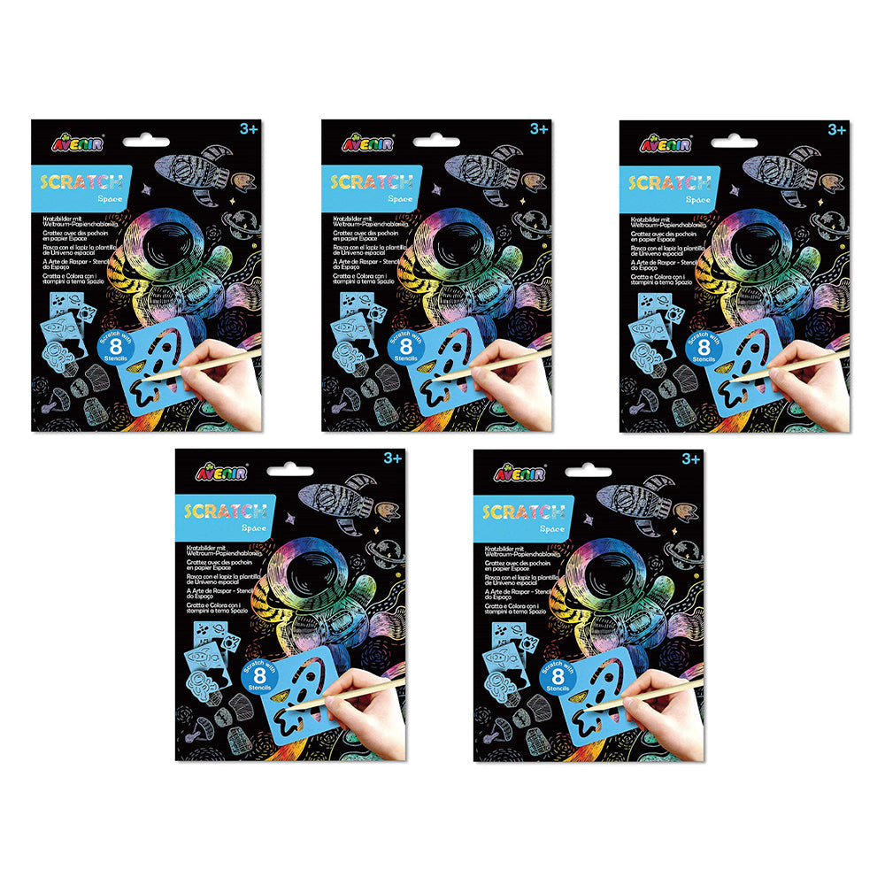 Avenir Scratch & Stencil Space Kids/Children Art Activity Fun Play Toy 3y+ (5 Pack)