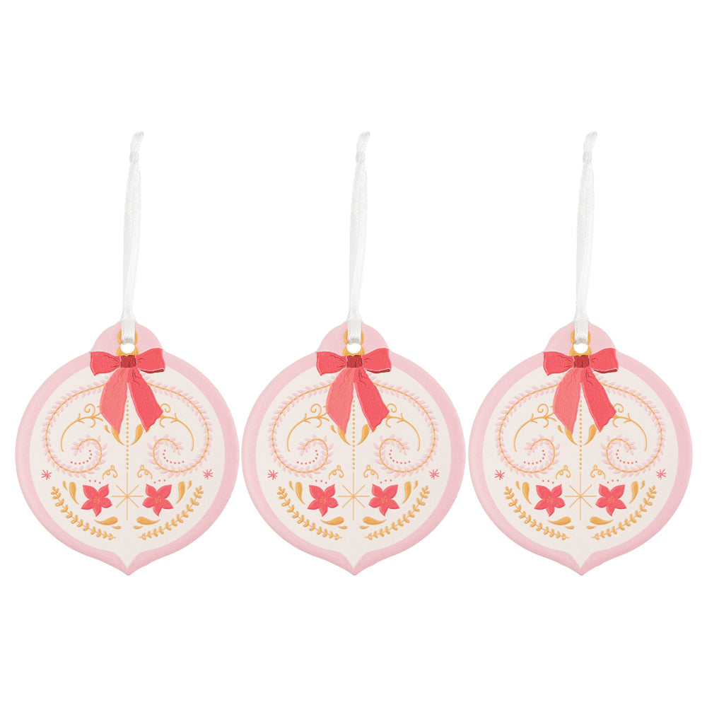 Splosh Christmas Bauble Ceramic Keepsake Seasonal Ornament Hanging Home Decor (3 Pack)