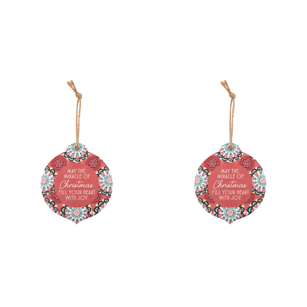 Splosh Christmas Joy Ceramic/Ribbon Keepsake Hanging Ornament Decor 15.5cm Rd (2 Pack)