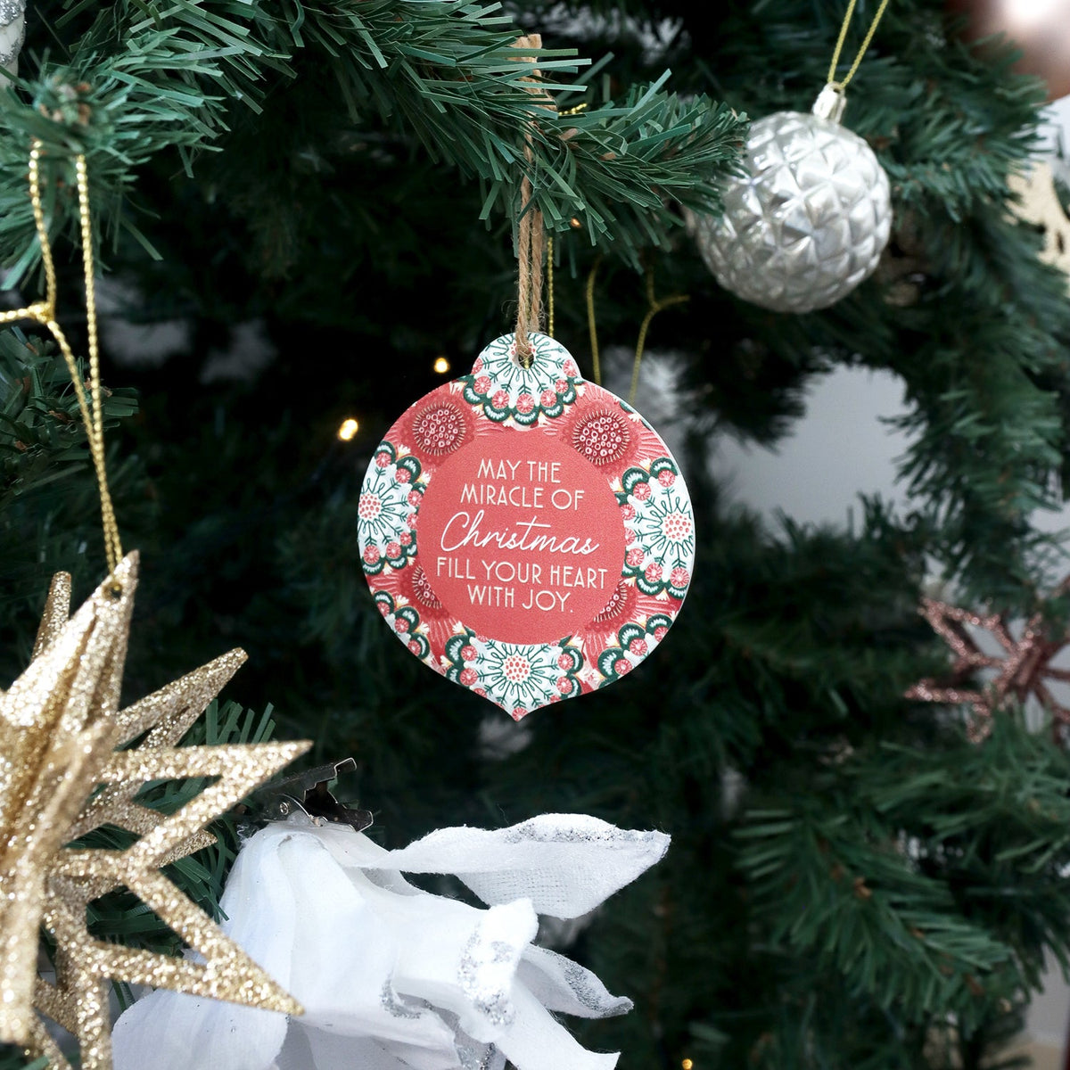 Splosh Christmas Joy Ceramic/Ribbon Keepsake Hanging Ornament Decor 15.5cm Rd (2 Pack) — image 3
