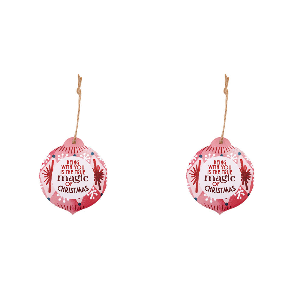 Splosh Christmas Magic Ceramic/Ribbon Keepsake Hanging Ornament 15.5cm Red (2 Pack)