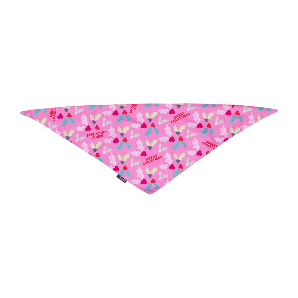 Splosh Christmas Holly Pet/Animal Dog Cotton Bandana Neck Collar 70x25cm Pink