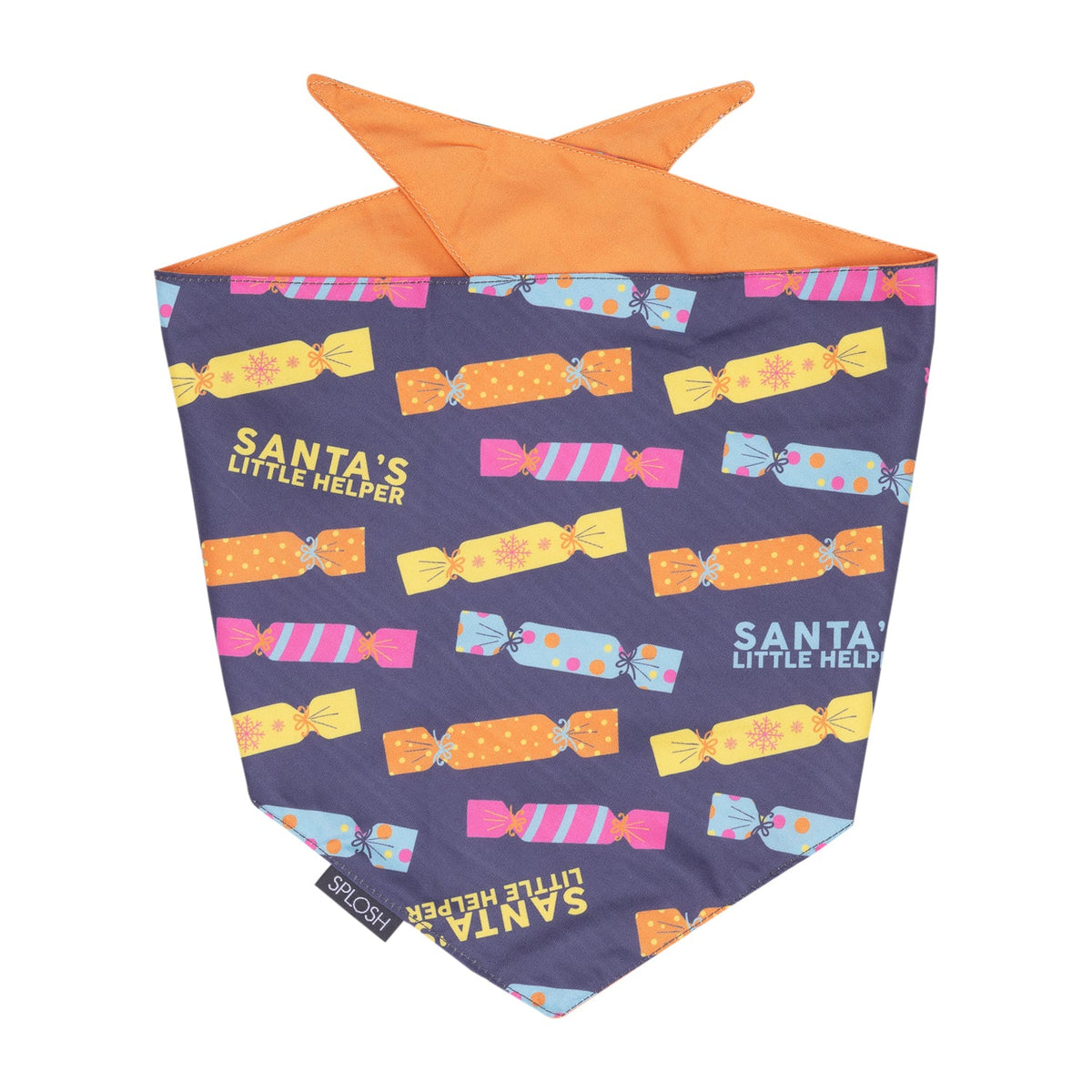 Splosh Christmas Crackers Pet Dog Cotton Bandana Neck Collar 70x25cm Grey/Yellow — image 2