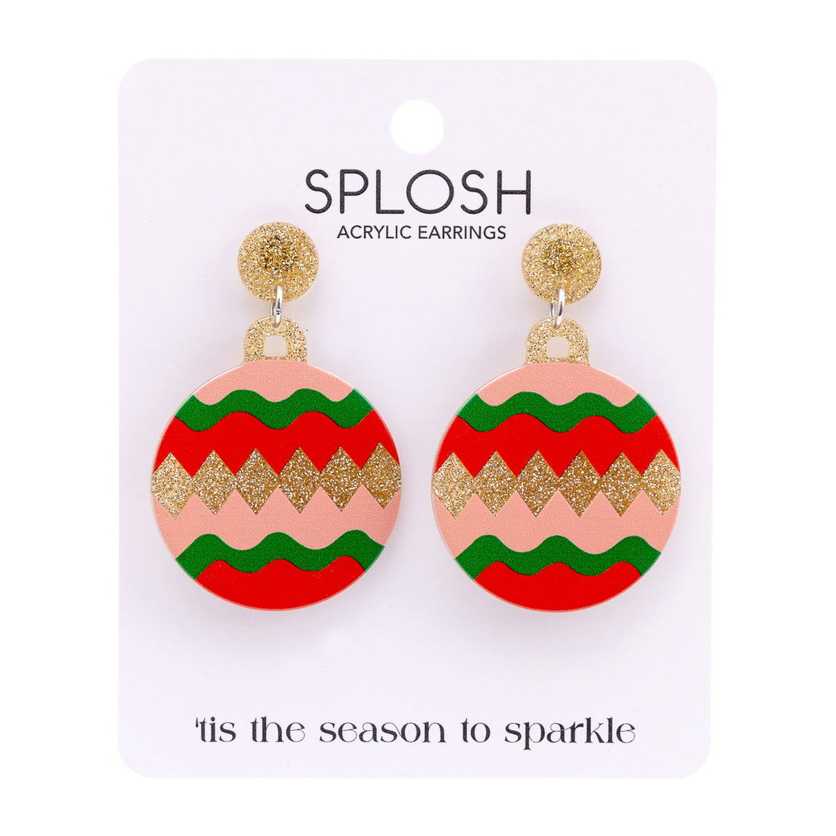 Splosh Christmas Ornament Drop Earrings Stainless Steel Fashion Jewellery 6cm
