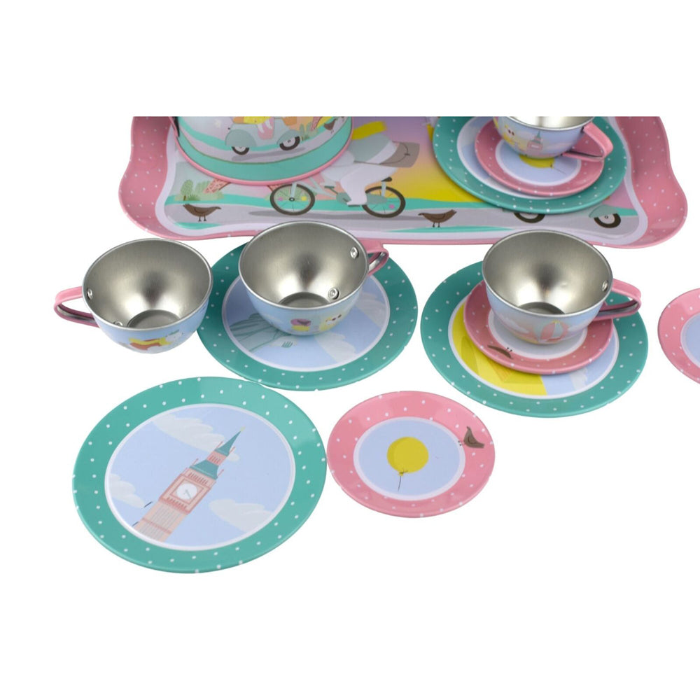 Kaper Kidz 15pc Animal Tourists Tin Tea Set Kids Pretend Play Toy — image 9