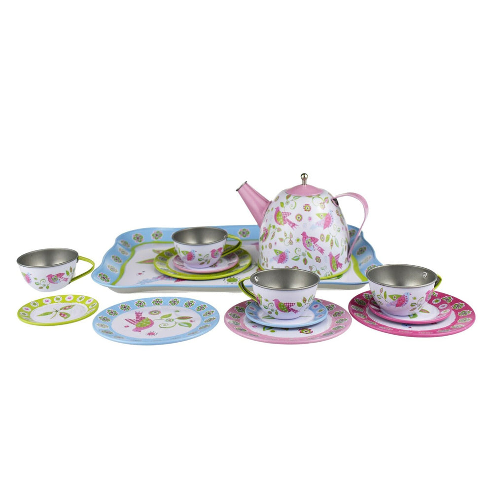 Kaper Kidz Bird Tin Tea Party Set Suitcase Kids Pretend Play Teatime Toy 3y+ (15 Pack) — image 2