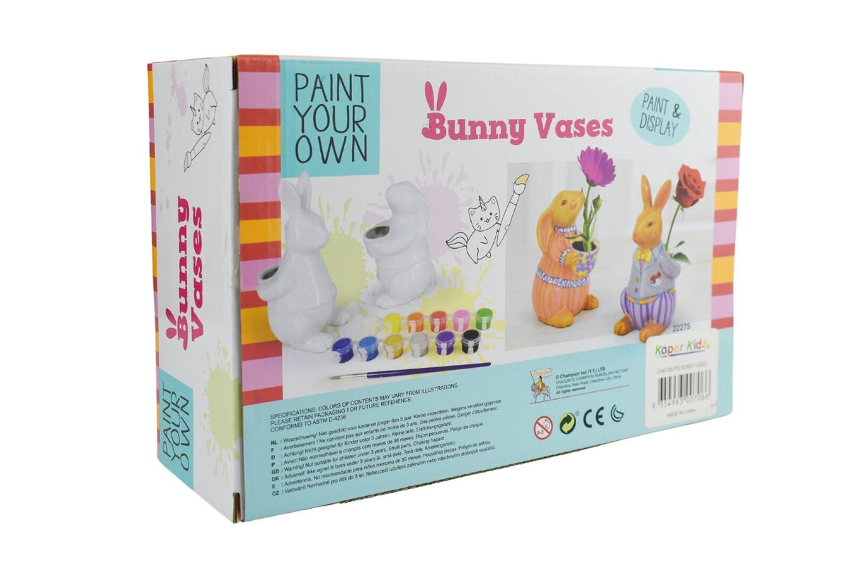 Kaper Kidz Pyo Bunny Vases Craft Kit Ceramic Painting Set Includes Paintbrush 5 Plus Age Range — image 4