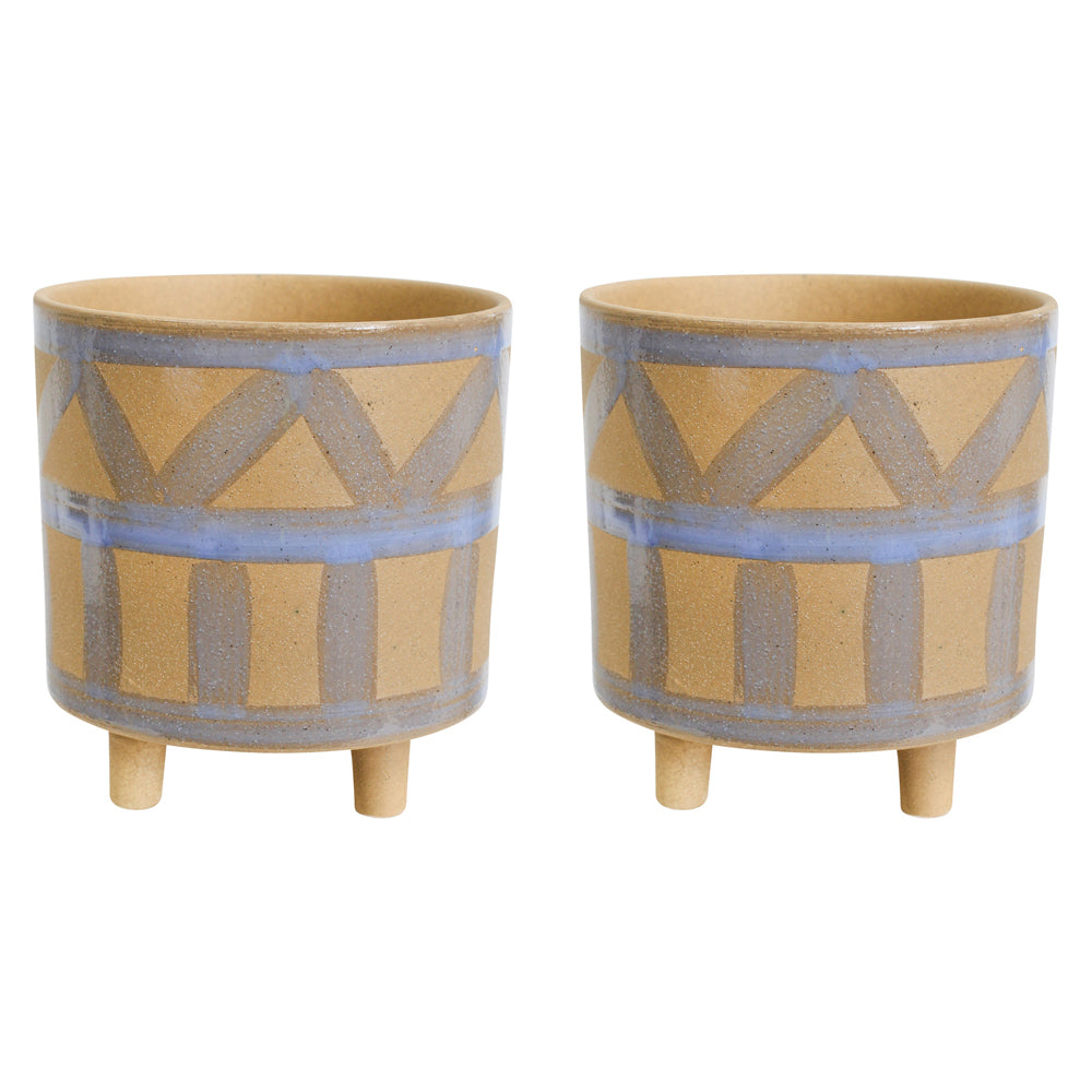 LVD Ceramic Flower Pot Planter Terra Denim Lrg Home/Garden Decor 20.5x21.5cm (2 Pack)
