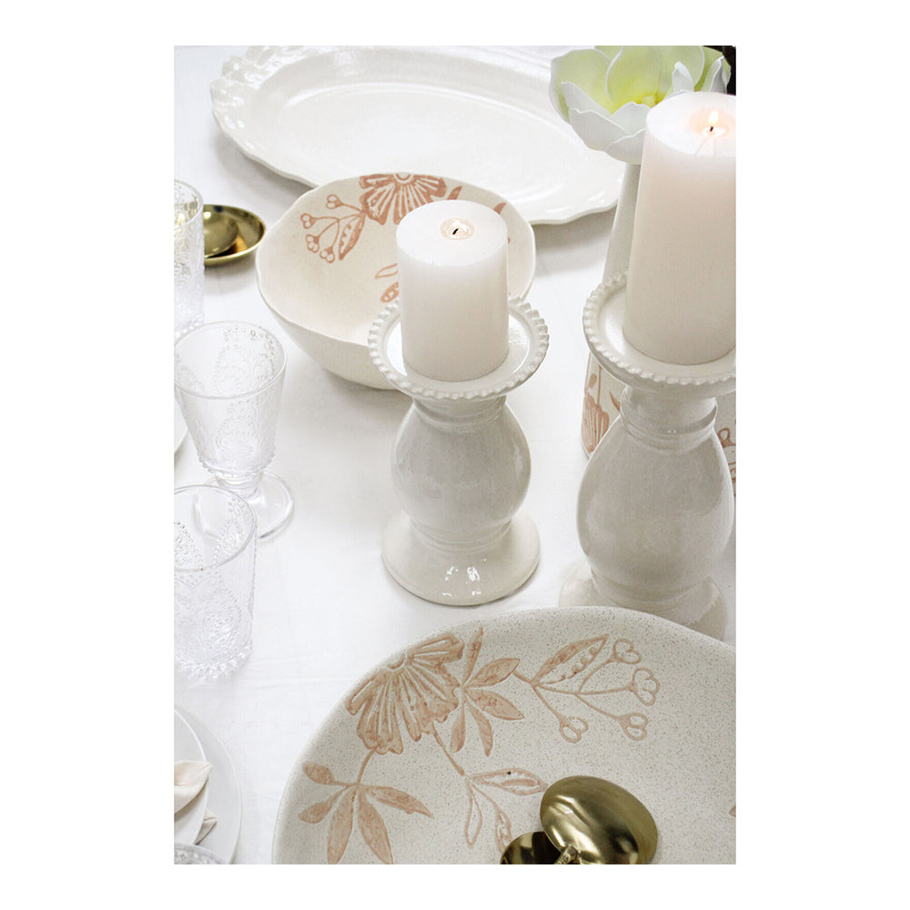 LVD Stoneware Ceramic Lopez 29.5cm Pillar Candle Holder Home Desk Decor Large White — image 2