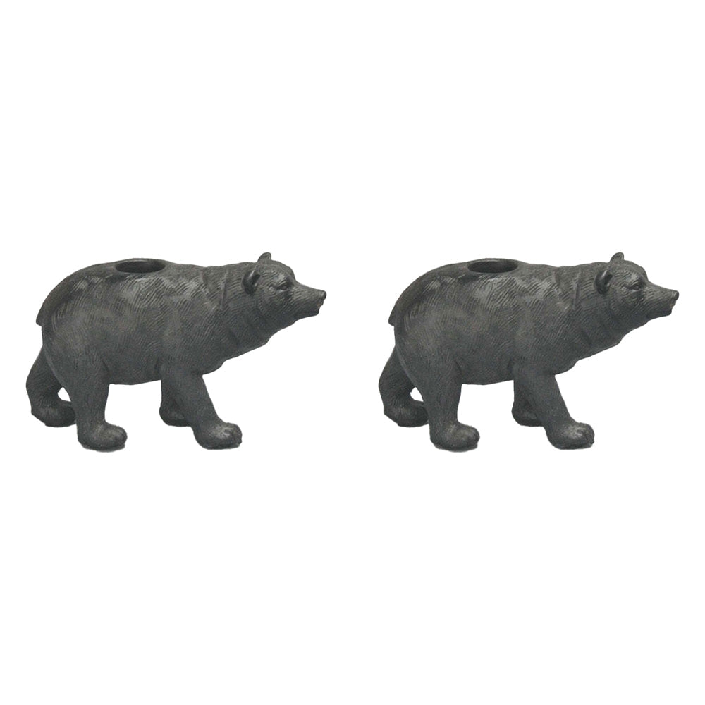 White Moose Resin Bear Candle Holder Home Tabletop Ornament Decor Black (2 Pack)